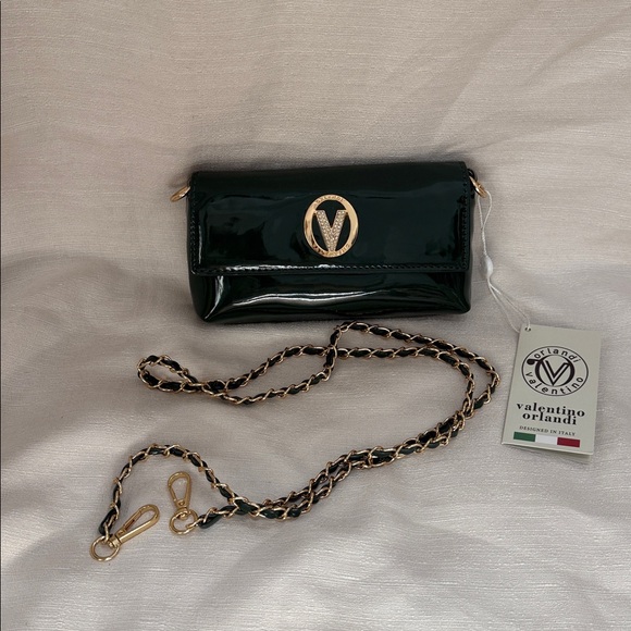 Valentino Orlandi Handbags - Valentino Orlandi Dark Green Patent Leather Clutch